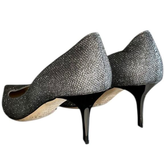***SOLD*** Jimmy Choo Romy Lame Glitter Pointed Toe Pump Heel Size 39.5 Silver - Picture 4 of 7